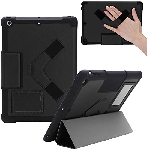 NUTKASE Compatible with Apple iPad 2018 6th Gen/2017 5th Gen Shockproof Folio Cover 9.7” for Models A1893, A1954, A1822, A1823, Rugged, Kid Tested, Slim & Sleek Italian Design – Black