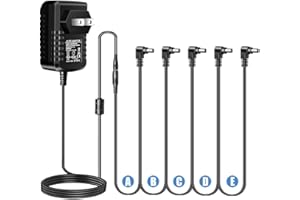 pigtone Pedal Adapter 9V DC 1A 1000ma Tip Negative 5 Way Daisy Chain Cables Professional Power Supply for Guitar Effect Pedals