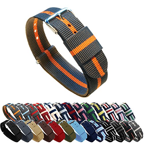 BARTON Watch Bands - Choice of Color, Length & Width (18mm, 20mm, 22mm or 24mm) - Smoke/Pumpkin 22mm - Standard Length