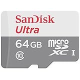 SanDisk Ultra 64GB microSDXC UHS-I Card with Adapter, Grey/Red, Standard Packaging (SDSQUNC-064G-GN6MA)