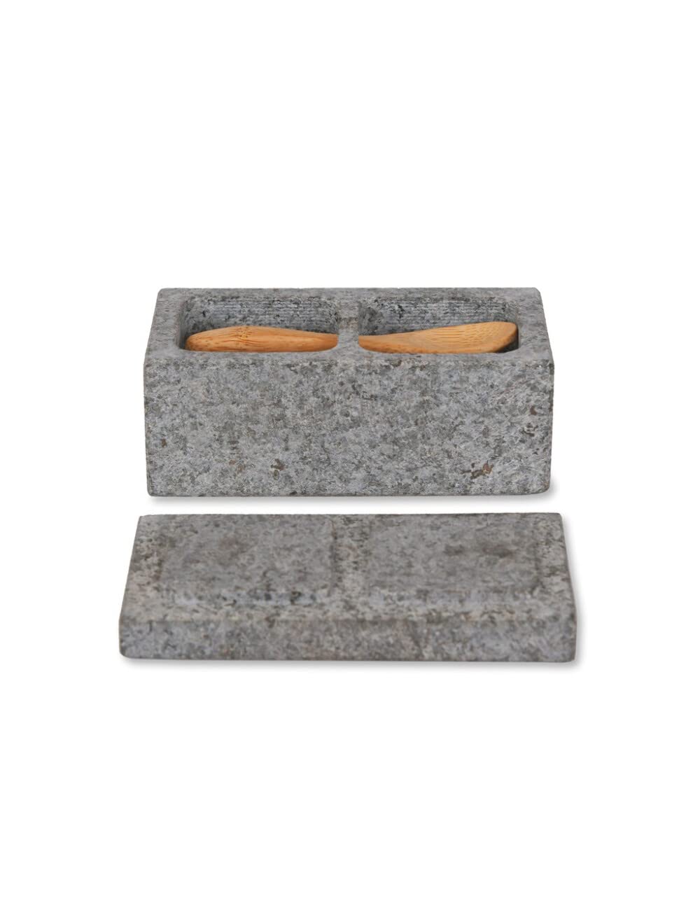 Salt & Pepper Pinch Pot by Garden Trading | Crafted in Granite | H5 X W11 X D6cm