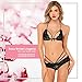 GUIXIU Womens Bridal Lingerie Lace Floral Babydoll Stretch Strappy Set with Cute Bowknot Black