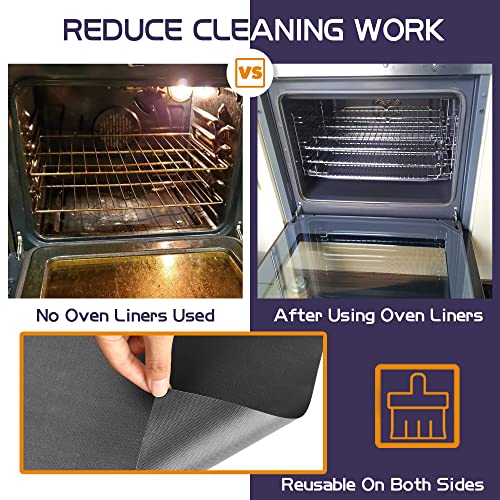 Oven Liners for Bottom of Oven, 3 Pack Large Reusable Teflon Oven Liner
