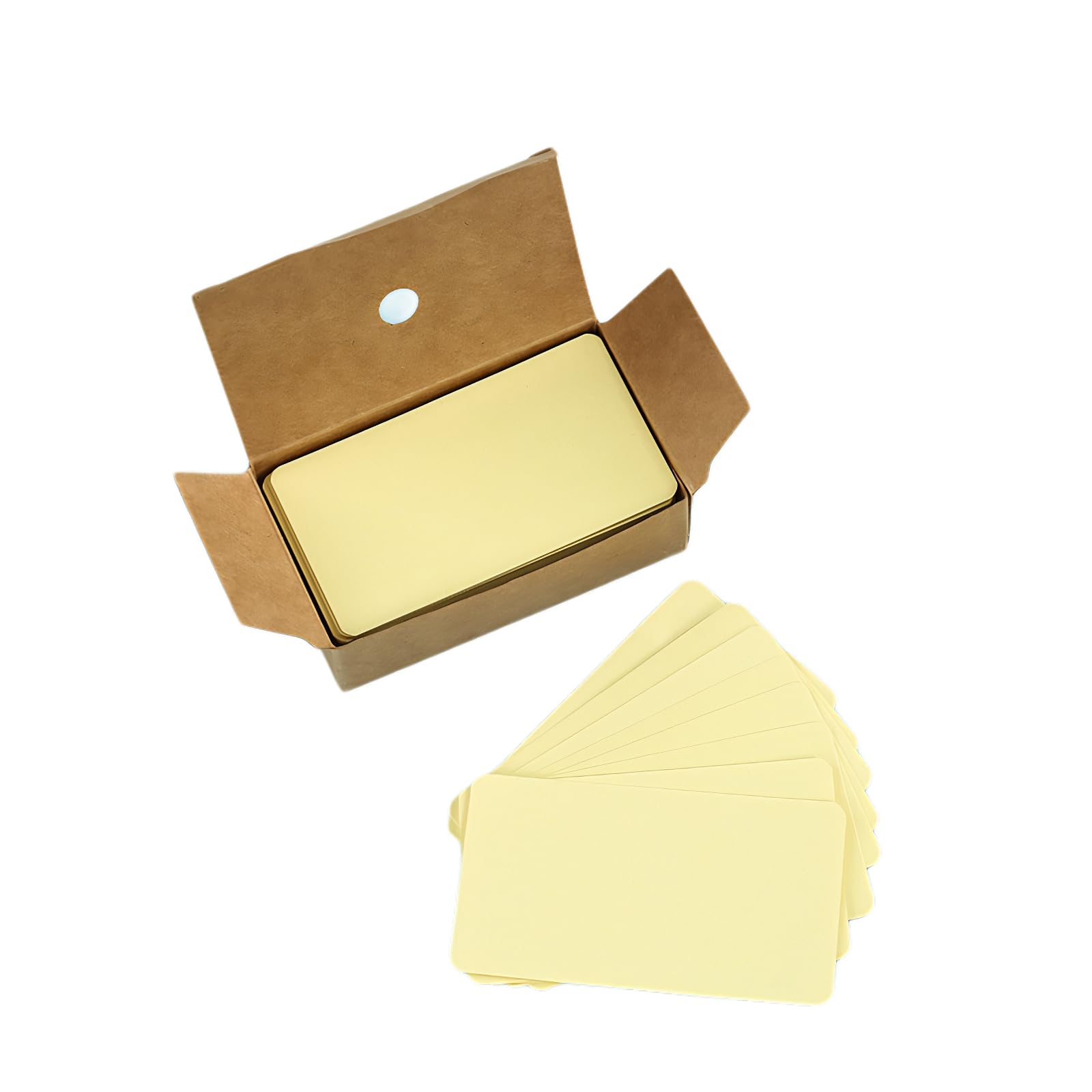Leliafleury 100Pcs Blank Business Cards Yellow Message Cards Blank Flash Cards Craft Words Cards for Learning, Study, DIY, Memory Note