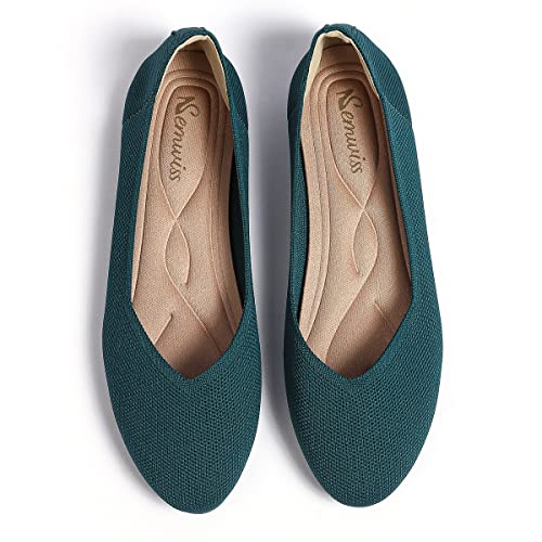 Semwiss Round Toe Flats for Women Dressy Comfortable, Knit Ballet Flat Shoes Casual Shoes Walking Flats Office Shoes.