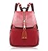EssFeel Stylish Leather Backpack School Travel Daypack Casual Style Backpack Knapsack for Women Girl A-Wine Red