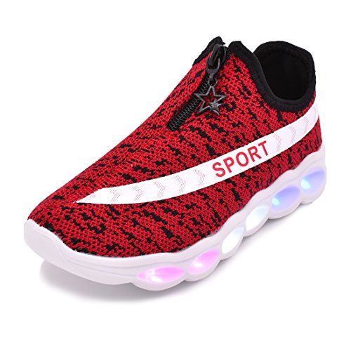 Sudilo Kids Waterproof LED Light up Shoes USB Rechargeable Flashing Knit Sneakers for Boys Girls (Toddler/Little Kid/Big Kid)