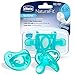 Chicco PhysioForma 100% Soft Silicone One Piece Pacifier for Babies Aged 6-16 Months | BPA & Latex Free | Reusable Sterilizing Case | Teal, 2pk