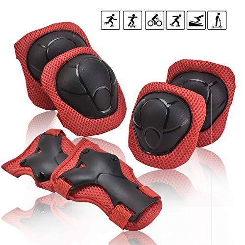 Kids/Youth Knee Pad Elbow Pads Guards Wrist Guards Protective Gear Set for Rollerblade Roller Skates Cycling BMX Bike Skateboard gs Scooter Riding Sports,Toddler for Multi-Sports Outdoorï¼ˆAge3-7ï¼‰ Red