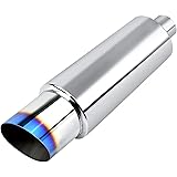 EVIL ENERGY Exhaust Muffler, Stainless Steel Exhaust Tip, Universal 15" Length (Burnt, 2'' Inlet 3'' Outlet)