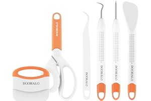 DOOHALO Vinyl Weeding Tools for Cricut Tools Crafting Basic Accessories Set Kit for Silhouette Weeding Scraper Spatula Tweezers Scissors Basic Tools Bundle for Sewing