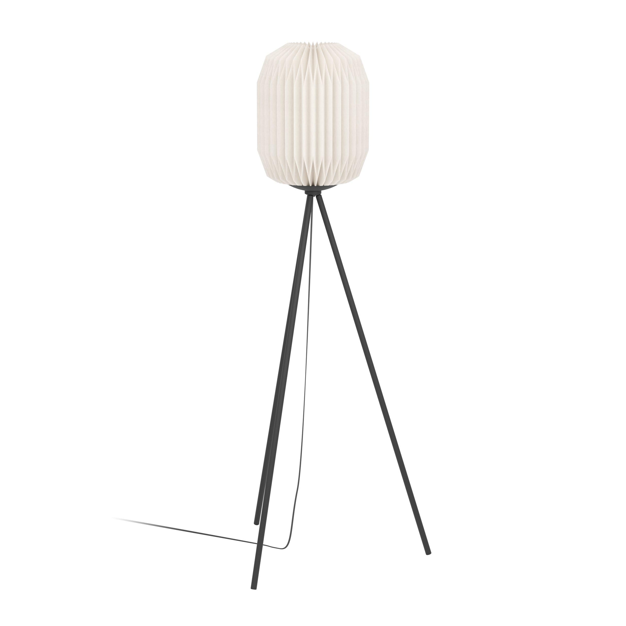 Eglo Tripod Floor lamp Belgrave, floorlamp in Japanese Design, Standing lamp Made of Black Metal and White Paper, Living Room Lighting, FSC, E27 Socket