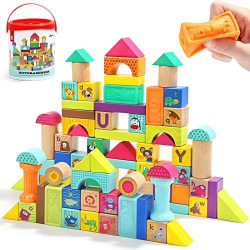 Wooden Building Blocks for Toddlers 1-3 