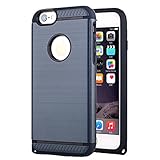 iPhone 6 / 6S Armor Case, Ultra Thin PC / TPU Hybrid Cover for the iPhone 6 (4.7), Brushed Metal, Slim Minimal Lightweight (Navy)