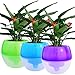 5 Pack Self Watering Planter White Flower Pot, cnomg 4 Inch Plant Pots