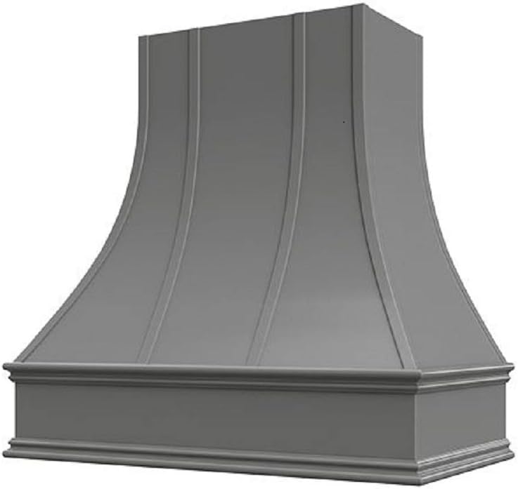 Wholesale Wood Hoods Curved with Strappings Style Hood Wooden Chimney Range Wall Mounted for Kitchen with 18" Depth - 36"W × 48"H - Black