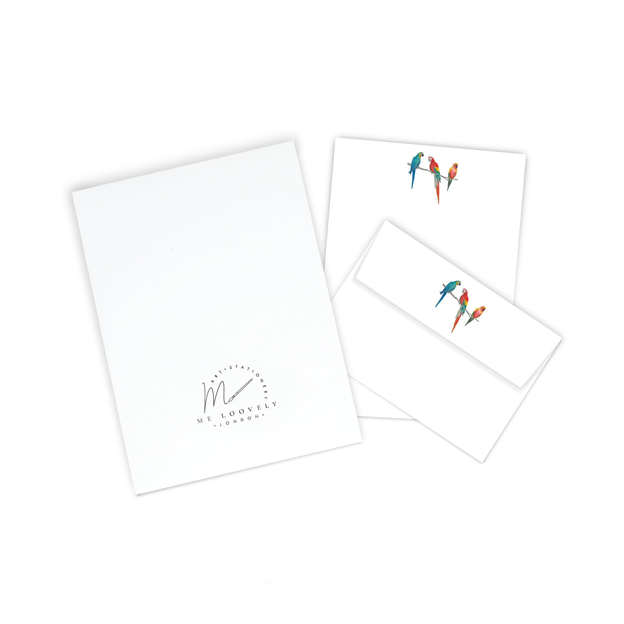Me Loovely Three Parrots Letter Writing Paper and Envelopes Set Birds Stationery Papers Sets for Invitations & Correspondence | Christmas Gifts (10 Letters & 10 Envelopes with Gift Envelope)