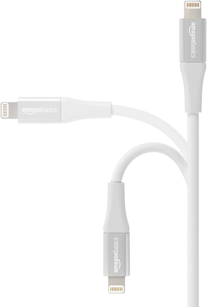 Basics USB A Cable with Lightning Connector, Premium Collection, MFi Certified Apple iPhone Charger, 3 Foot, 12 Pack, Silver