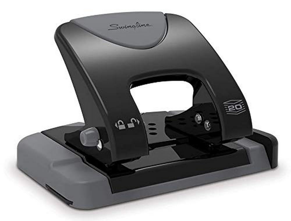 Swingline 2 Hole Punch, Hole Puncher, SmartTouch with Edge Guide, 20 Sheet Punch Capacity, Low Force Required, Black/Gray, 6 Pack (74135CS)