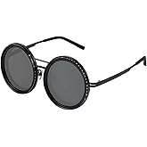 Xorim Adjustable Tint Sunglasses for Men, 1-9 Gears Rounded Adjustable Polarized Sunglasses with Mirror Case and Mirror Cloth for Men Beach Shady Fishing Driving (Black)