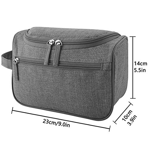 Travel Toiletry Bag - Small Portable Hanging Cosmetic Organizer for Men Women, Canvas Shaving Dopp Kit TSA Approved, Makeup, Toiletries, Shaving, Clippers and Grooming Tools, Bathroom, Shower, Gym