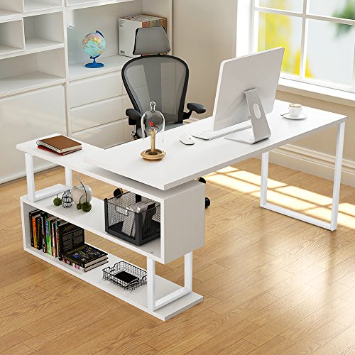 Buy Tribesigns Modern LShaped Desk, 55” Rotating Corner Computer Desk