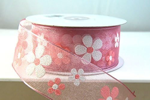 Wired Dandy Flower Pink Spring Ribbon 1 1/2" 25 Yards