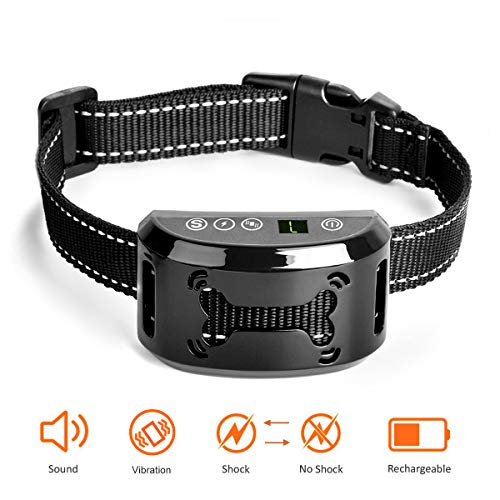 Dog Bark Collar – No Bark Collar – Stop Barking with Beep/Vibration/Harmless Shock, Rechargeable and Waterproof Humane No Bark Control for Small Medium and Large Dog