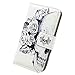 Bfun Packing Bcov White Floral Skull Card Slot Wallet Leather Cover Case for iPhone 5 5G 5S