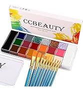 CCbeauty Camo Face Paint Kit 20 Colors(16 Regular,2 Metallic and 2 Glitter) Oil Based Army Camouf...
