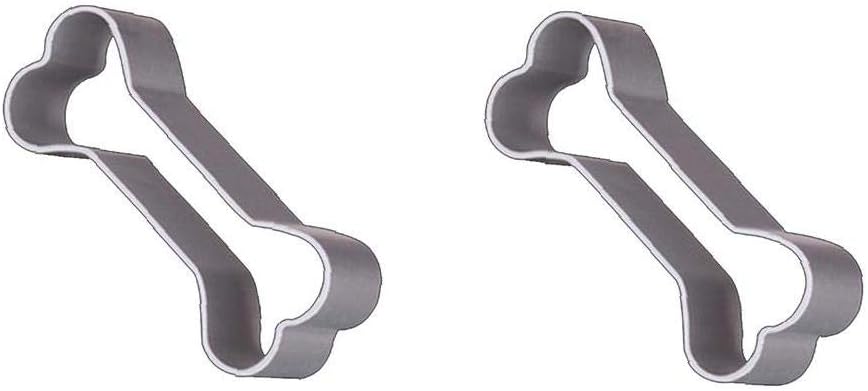 2pcs Lovely Dog Bone Shape Cookie Cutter Aluminum Alloy Cake Mold Halloween Christmas Decor Biscuit Baking Mold Kitchen Supplies Silver