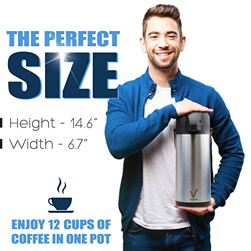 image for Thermal Coffee Airpot - Beverage Dispenser (85oz.) By Vondior - Stainl