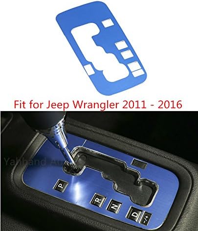 Yahhand Auto Aluminum Interior Gear Position Panel Decorative Gear Shift Box Knob Panel Frame Cover Trim for Jeep Wrangler 2011-2016 1pcs (Blue)