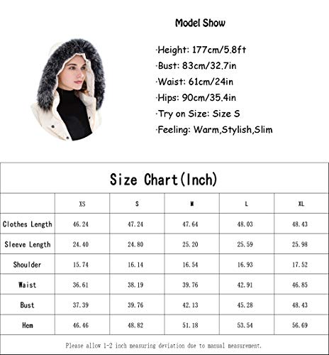 Obosoyo Women's Hooded Thickened Long Down Jacket Maxi Down Parka Puffer Coat White S