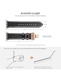 Correa de repuesto de piel de becerro con hebilla de mariposa de metal para Apple Watch Series 3 2 1 para Apple Watch Band 1.654 in 38, 42 mm