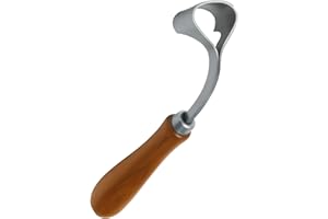 DrTail 7 Inch Swiss Hoof Knife Double Edged – Stainless Steel Curved Blade Farrier Tool with Round Wooden Grip, Multipurpose Hoof Trimming Knife for Livestock. (Right Hand)