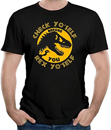 Men's Check Yo'Self Before You Rex Yo'Self Funny T Shirts Short Sleeve Printed
