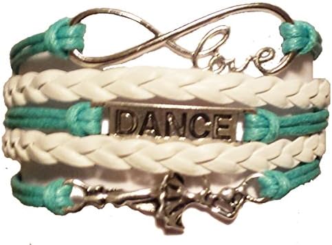 Dance Bracelets - Dance Bracelet for Girls ~Dance Bracelet for Teen Girls - Blue &amp; White w/Silver Ballerina Charm