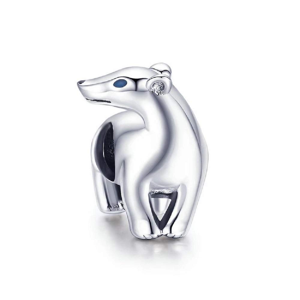 FeatherWish Sterling Silver 925 Charm Polar Bear Animal Family Travel World Bead Charm Fits And Compatible With Pandora Bracelets Gift Friend Birthday Wife Daughter Mum (Polar Bear)