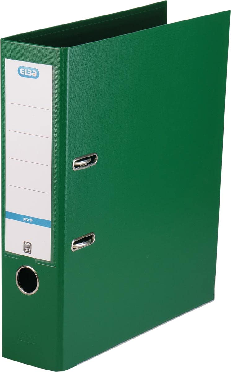 Elba Premium A4 Smart Pro Plus File Folder, 8 cm Wide, Plastic Folder, Green, Pack of 10