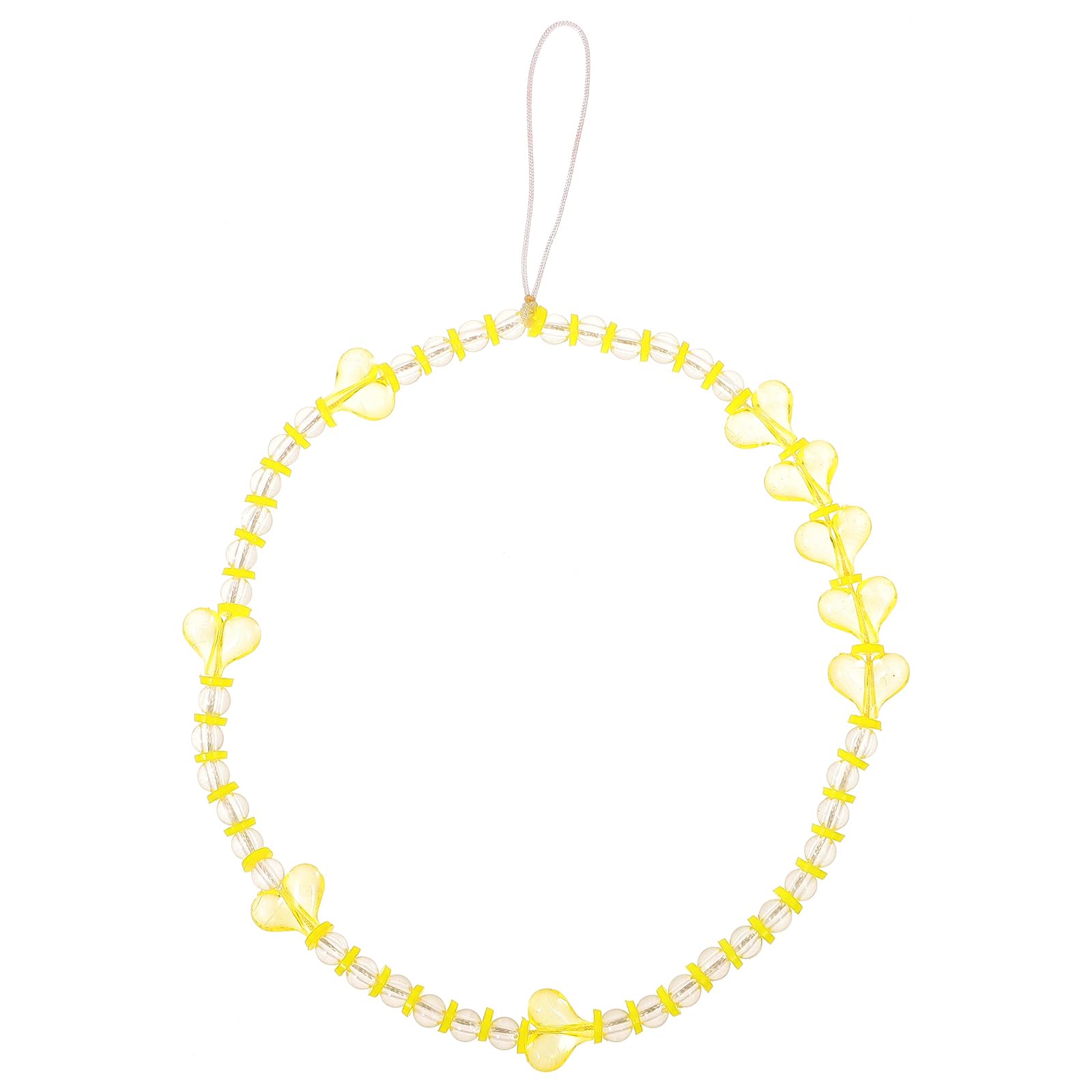 Veemoon Mobile Phone Straps Phone Charm Wrist Straps Beaded Chain Yellow Wristband Smart Chain Decor Yellow Lanyard Pearl Plastic Beaded