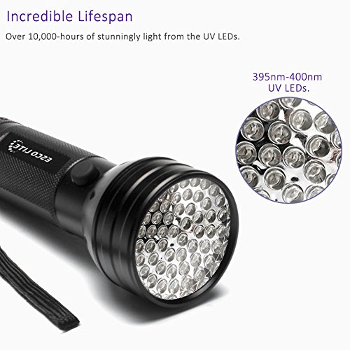 Black Light UV Flashlight, ESCO LITE UV Lights 2018 Upgraded 51 LED Ultraviolet Blacklight Flashlight Pet Urine Detector,Matching with Pet Odor Eliminator - Thumbnail 3