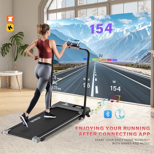Walking Pad, HOWHAI Treadmill with Incline, Brushless 2 in 1 Foldable Under Desk Portable Treadmills for Home/Office with App, Bluetooth Music, Remote Control & LED Display (300lbs Capacity)