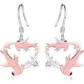 Tufeney Hammerhead Shark Dangle Earrings - Silver Hypoallergenic Cute Hammerhead Shark Mother Calf Earrings Ocean Jewelry Gifts for Fish Animal Lovers