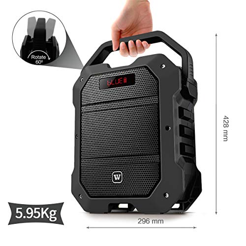 WinBridge K10 PA System, Battery Powered, with 80W Power 12V/5000mAh, Bluetooth Wireless Microphones, Remote Control, Support FM/USB/AUX/Echo/Bass/Treble/Instrument Guitar Amplifier Input - Thumbnail 3