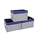 TcaFmac Storage Bins for Organization - Large 3 Pack Canvas Storage Basket for Shelves with Handles, Collapsible Baskets for Organizing for Closet Dog Laundry Bathroom (White & Navy 16x12x8 inch)