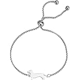 TEAMER Cute Dachshund Bracelet Resizable Dachshund Box Chain Bracelet Stainless Steel Dachshund Lover Pet Animal Jewelry For Women