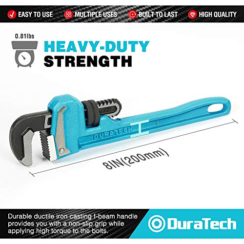 DURATECH 8Inch Heavy Duty Pipe Wrench, Adjustable Plumbing Wrench