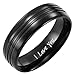 Willis Judd New Mens Black Titanium Ring Engraved I Love You