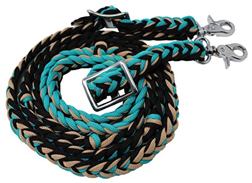 Horse Roping Knotted Tack Western Barrel Reins Cotton Braided 607238